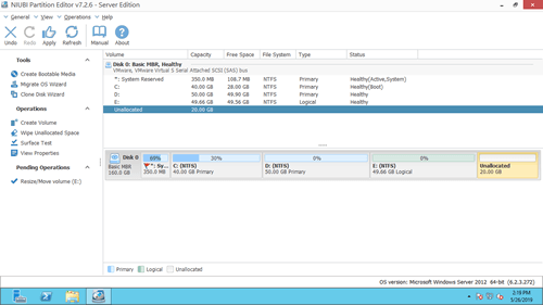 未割り当て領域が移動しました