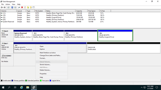 Volume erweitern ausgegraut