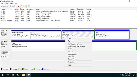 Partitionsmanager Server 2019